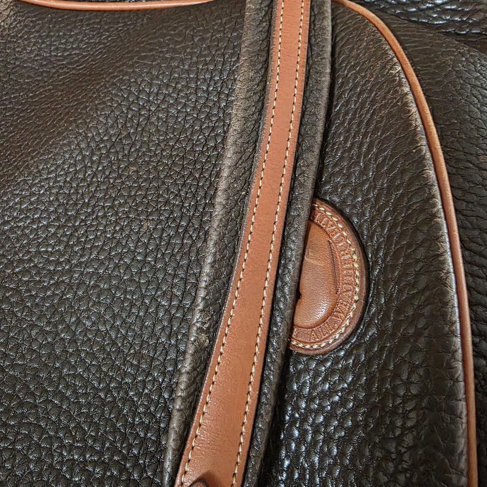 Vintage Dooney & Bourke Brown All Weather Leather Crescent Hobo - Picture 14 of 16